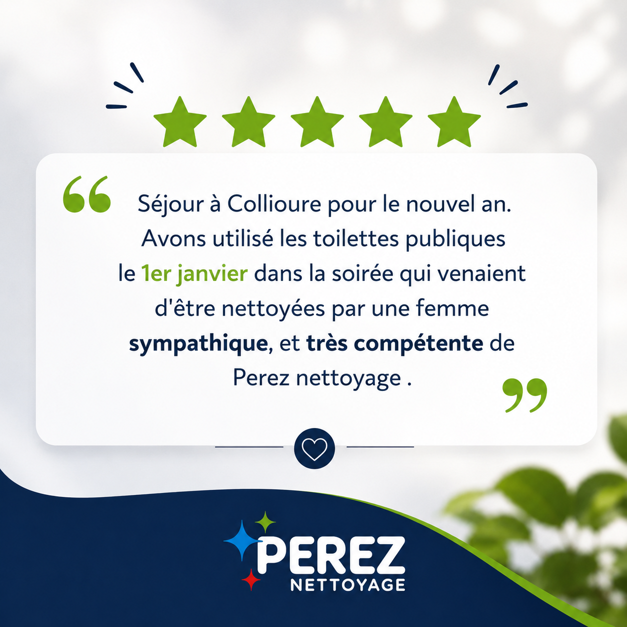 Nettoyage toilettes Collioure - Avis client 5 etoiles